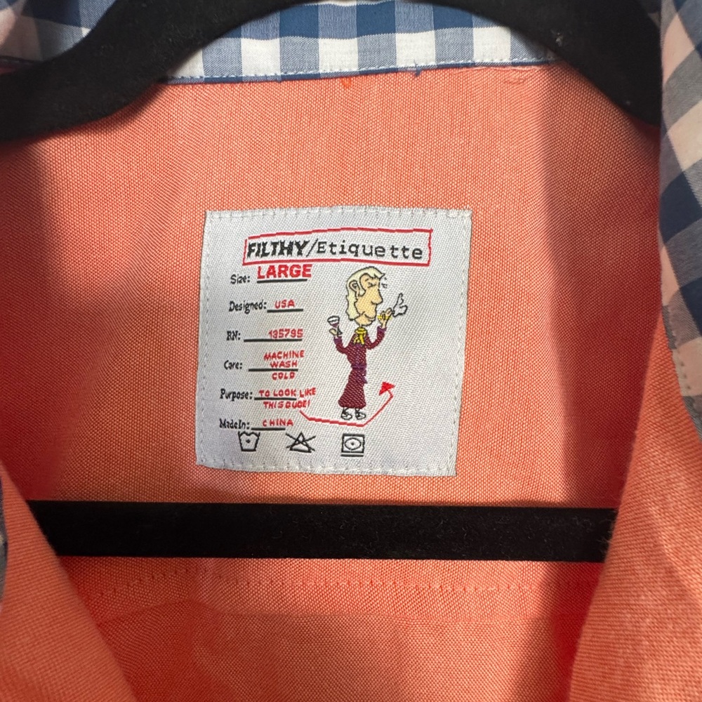 Filthy Etiquette large men’s sport shirt with tags
